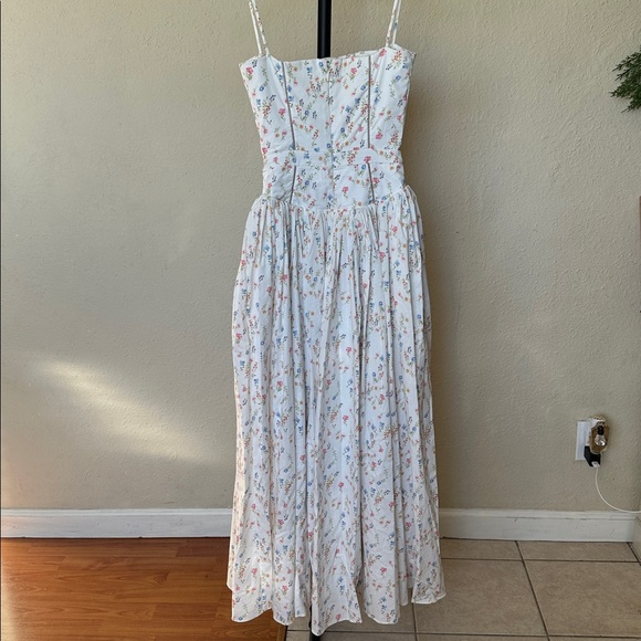 HOUSE OF CB XS  A-C Ysabella' White Posy Print Cotton Maxi Sundress NWOT - Picture 7 of 13